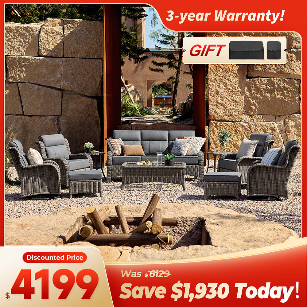 [Free Gift] TARN Outdoor 10-piece Wicker Sofa Set