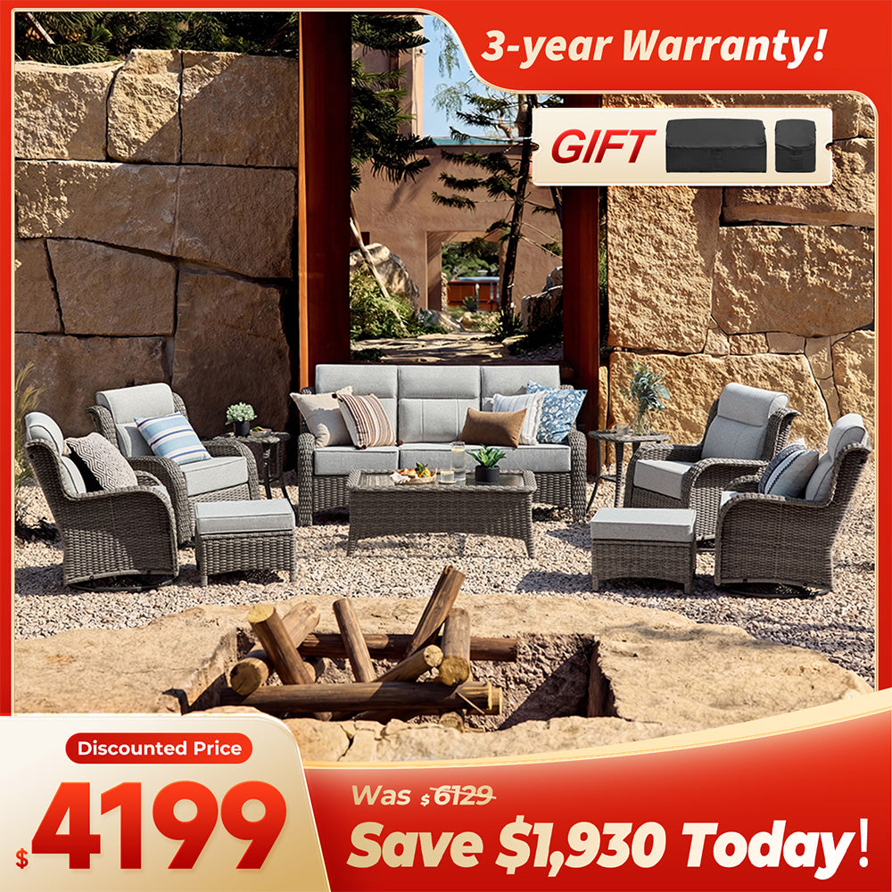 [Free Gift] TARN Outdoor 10-piece Wicker Sofa Set