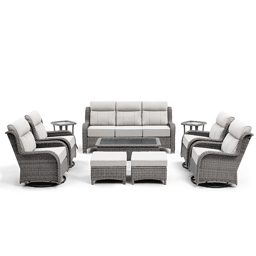 [Free Gift] TARN Outdoor 10-piece Wicker Sofa Set