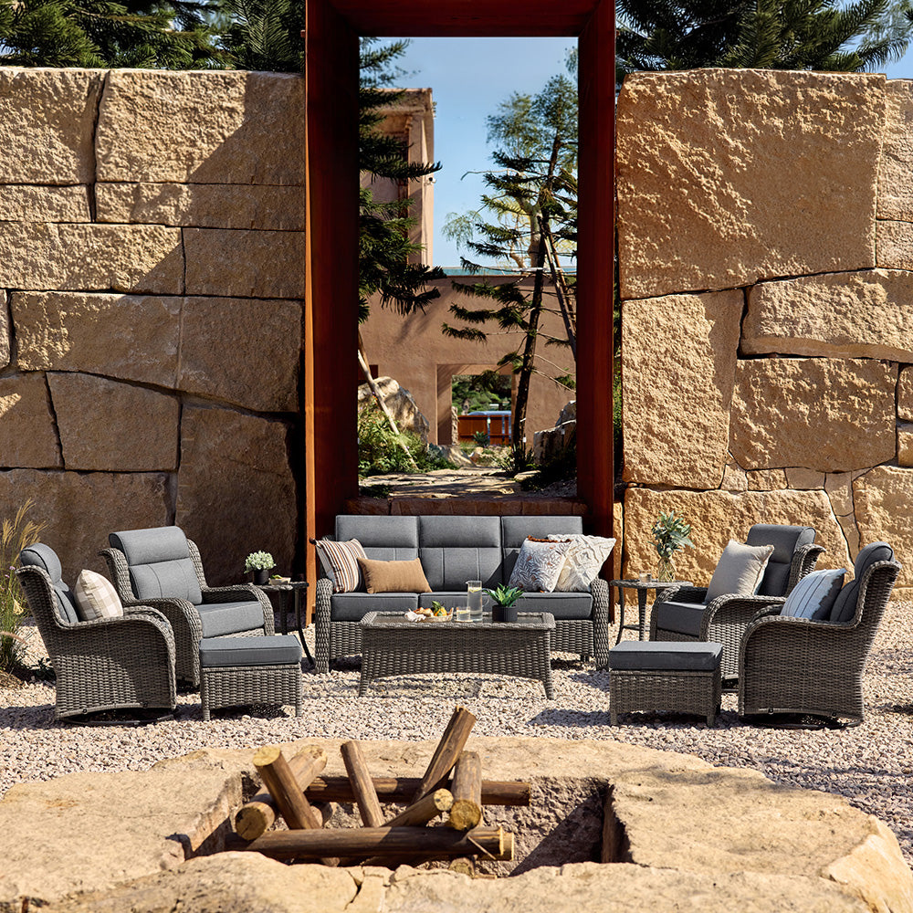 [Free Gift] TARN Outdoor 10-piece Wicker Sofa Set
