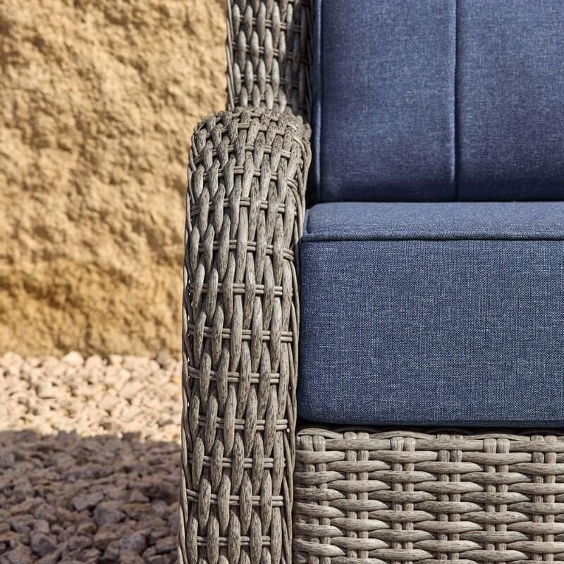 TARN Outdoor Dark Gray Wicker Sofa And Swivel Glider Chair Set