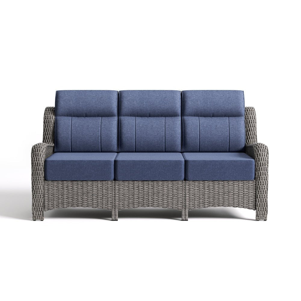 TARN Outdoor Dark Gray Wicker Sofa And Swivel Glider Chair Set