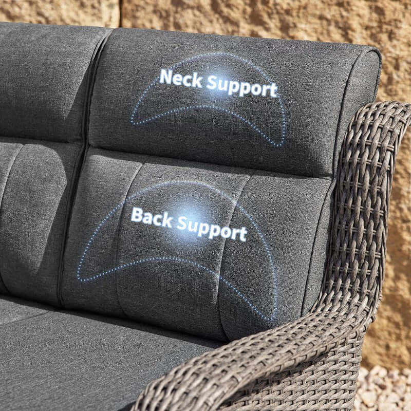 TARN Outdoor Wicker Sofa Set With Swivel Chairs