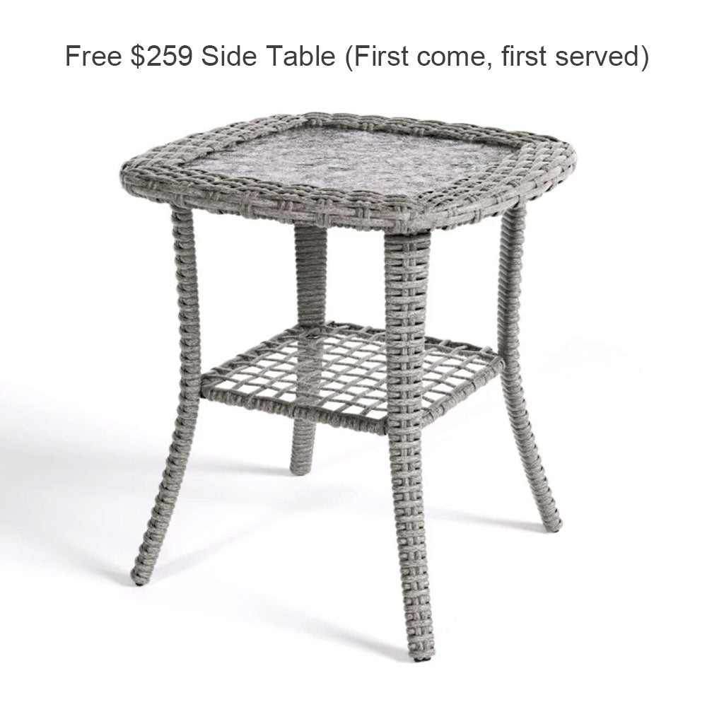TARN Outdoor Wicker Swivel Glider Chairs with Side Table