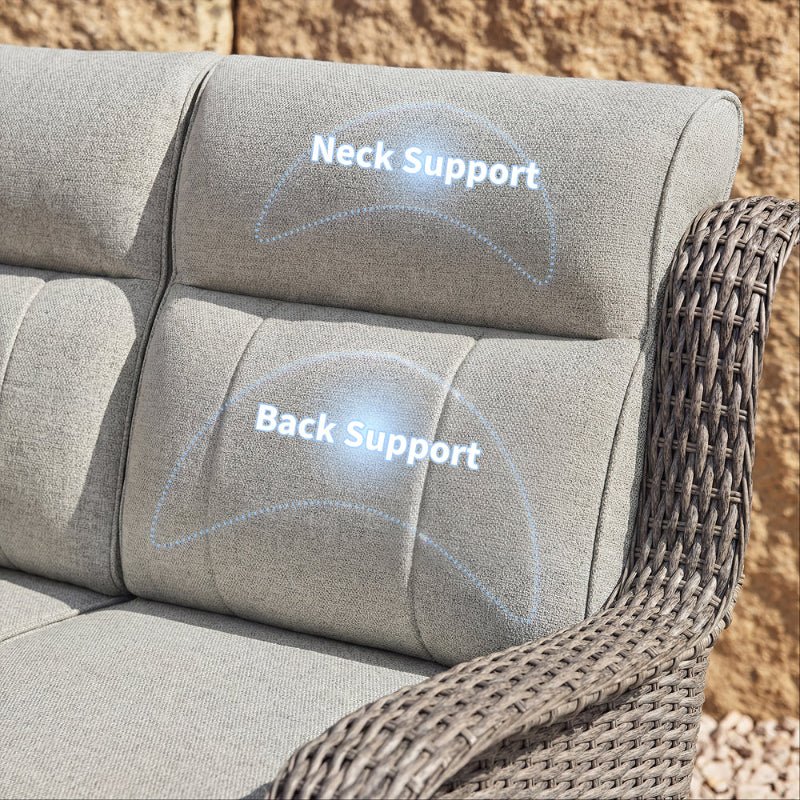 TARN Outdoor Dark Gray Wicker Sofa And Swivel Glider Chair Set