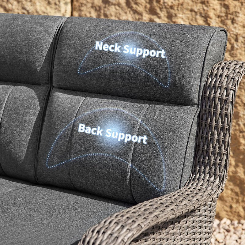 TARN Outdoor Dark Gray Wicker Sofa And Swivel Glider Chair Set