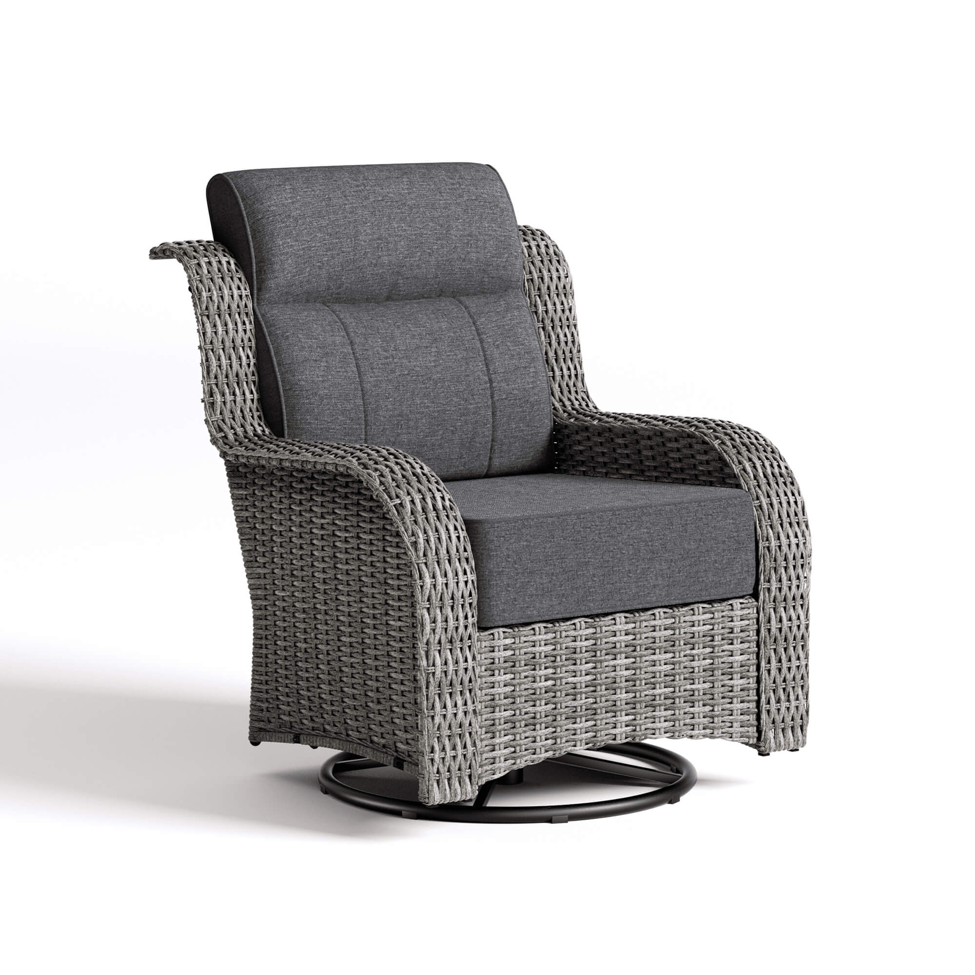 TARN Outdoor Wicker Swivel Glider Chairs with Side Table