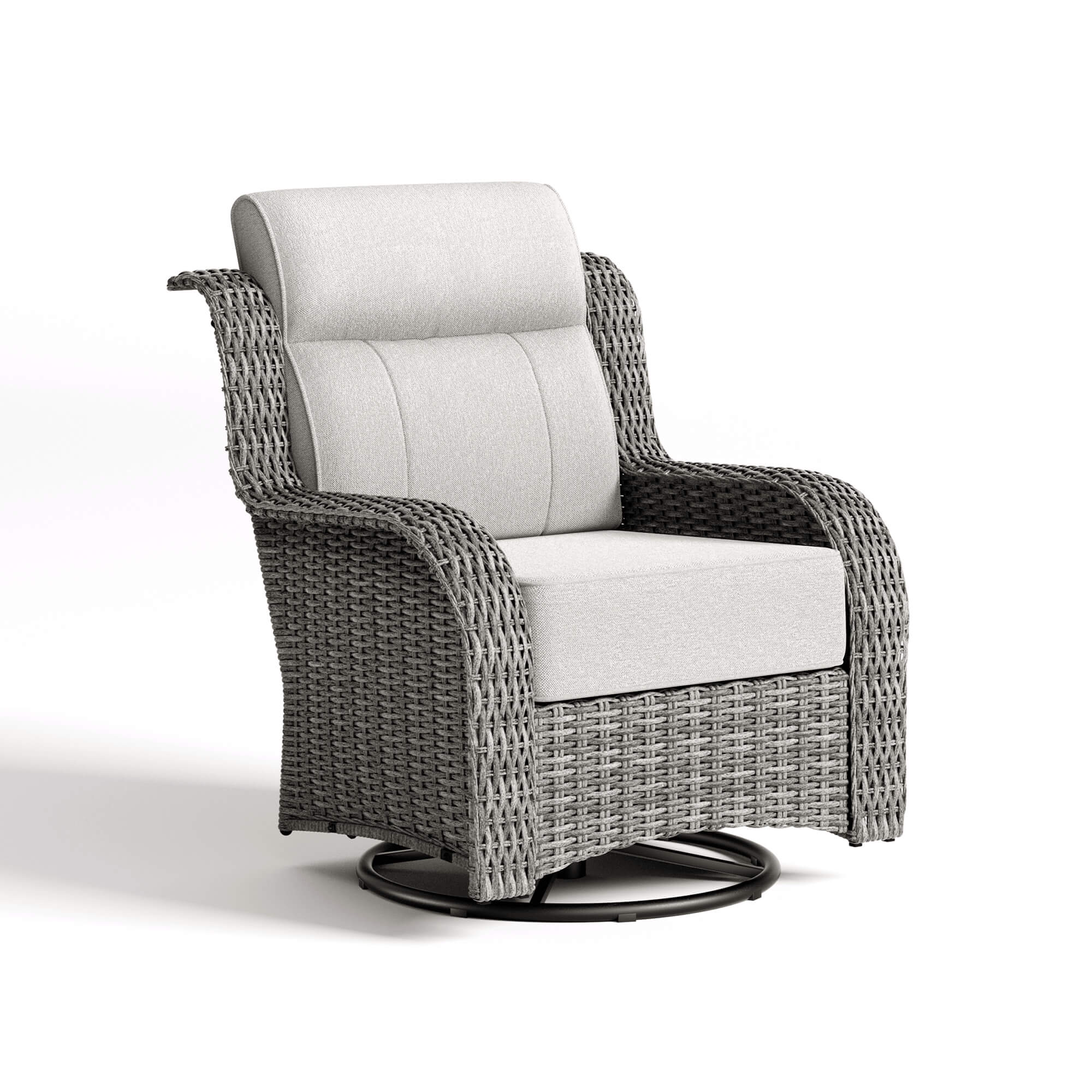 TARN Outdoor Wicker Swivel Glider Chairs with Side Table
