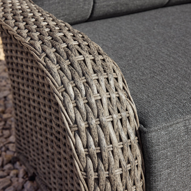 Patio Wicker Swivel Glider Chairs Set with Customizable Ottoman & Side Table