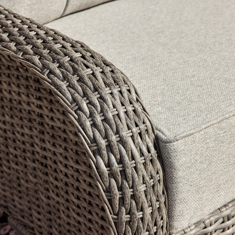 Patio Wicker Swivel Glider Chairs Set with Customizable Ottoman & Side Table
