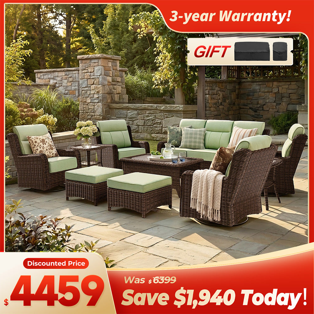 [Free Gift] LOAM Outdoor 10-piece Wicker Sofa Set