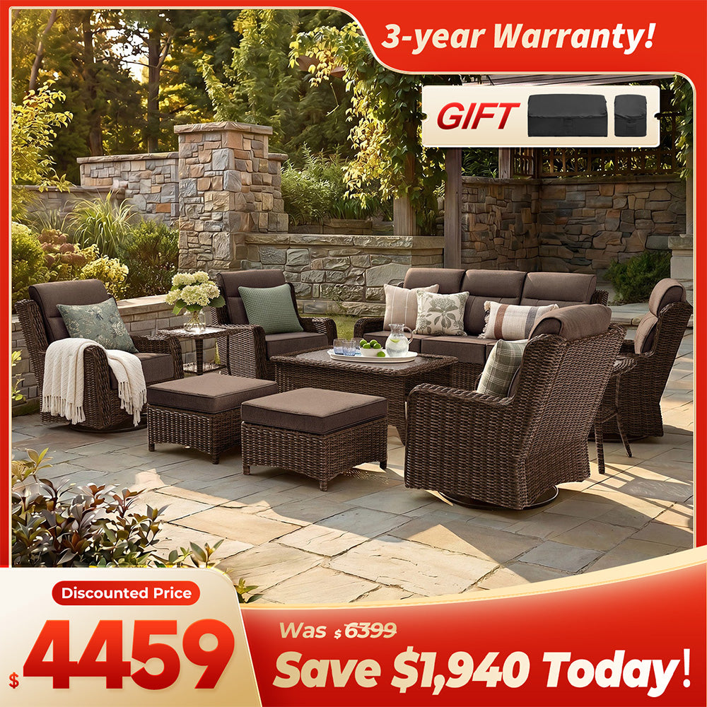 [Free Gift] LOAM Outdoor 10-piece Wicker Sofa Set