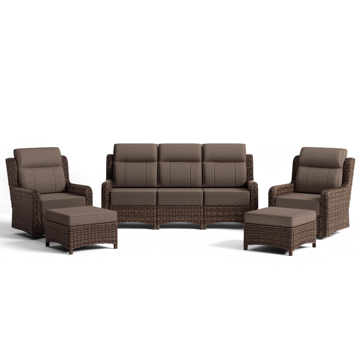 LOAM Outdoor Wicker Patio Furniture Set with Ottomans - ReedStead