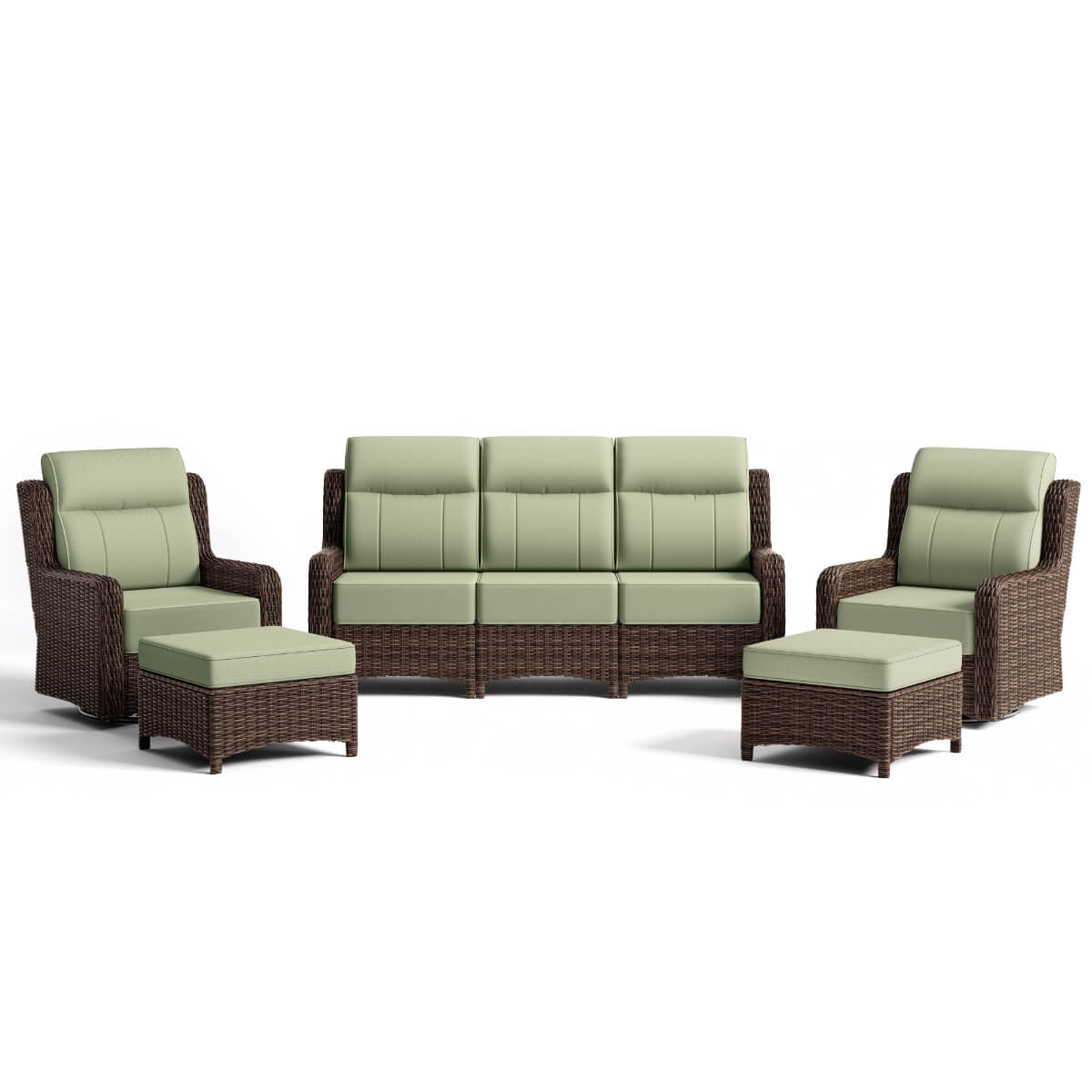 LOAM Outdoor Wicker Patio Furniture Set with Ottomans - ReedStead