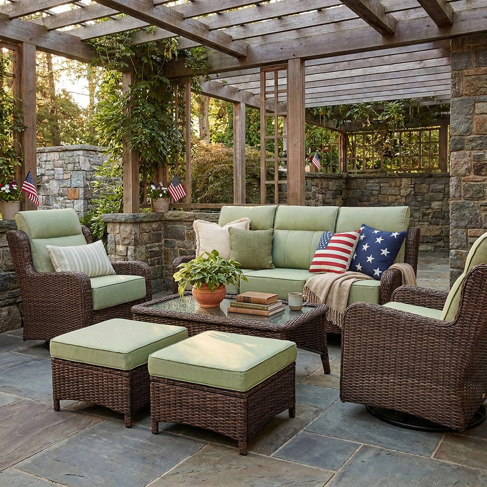 LOAM Outdoor Wicker Patio Furniture Set with Ottomans - ReedStead