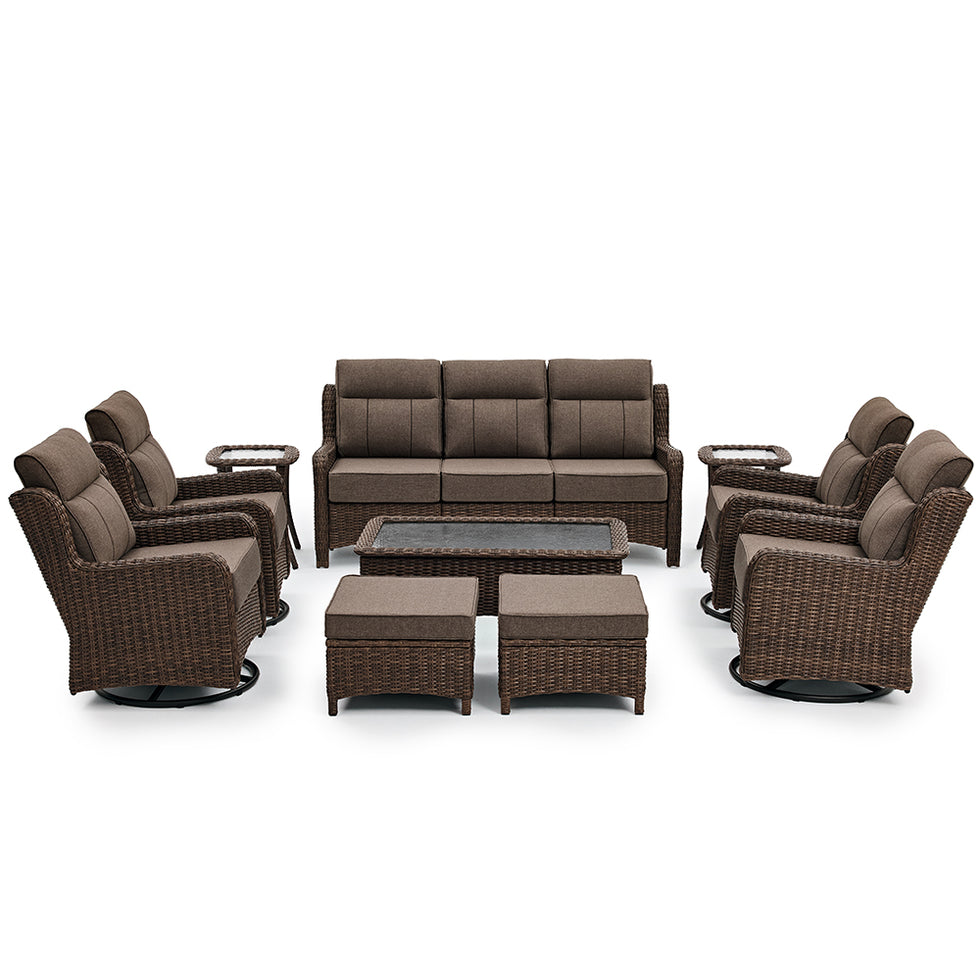 [Free Gift] LOAM Outdoor 10-piece Wicker Sofa Set