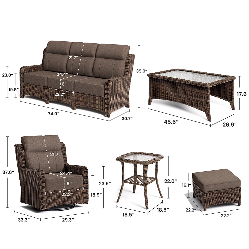 LOAM Outdoor Brown Wicker Furniture Set