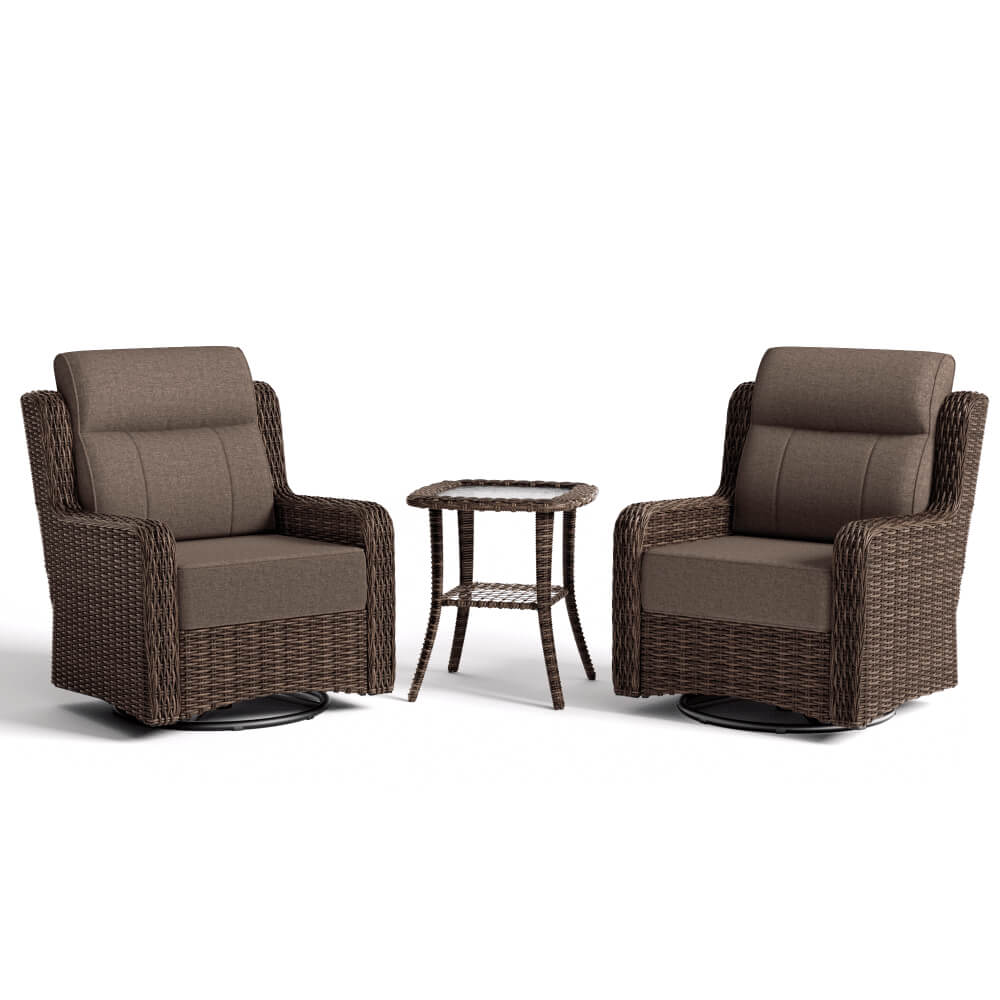 LOAM Outdoor Brown Wicker Sofa and Swivel Glider Chair Set