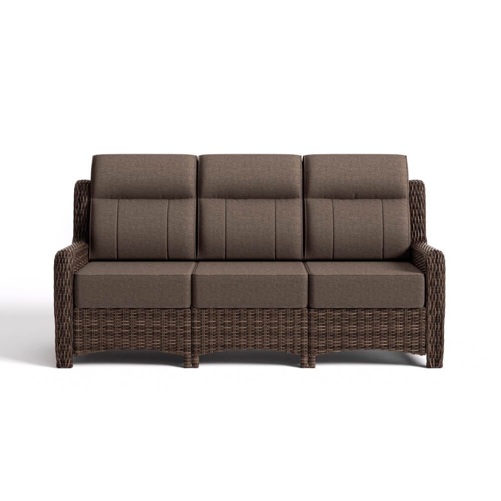 LOAM Outdoor Brown Wicker Sofa and Swivel Glider Chair Set