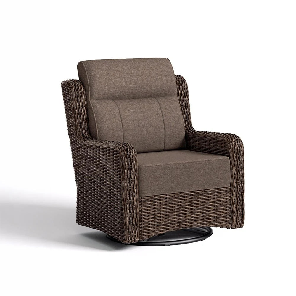 LOAM Outdoor Wicker Swivel Glider Chairs with Side Table