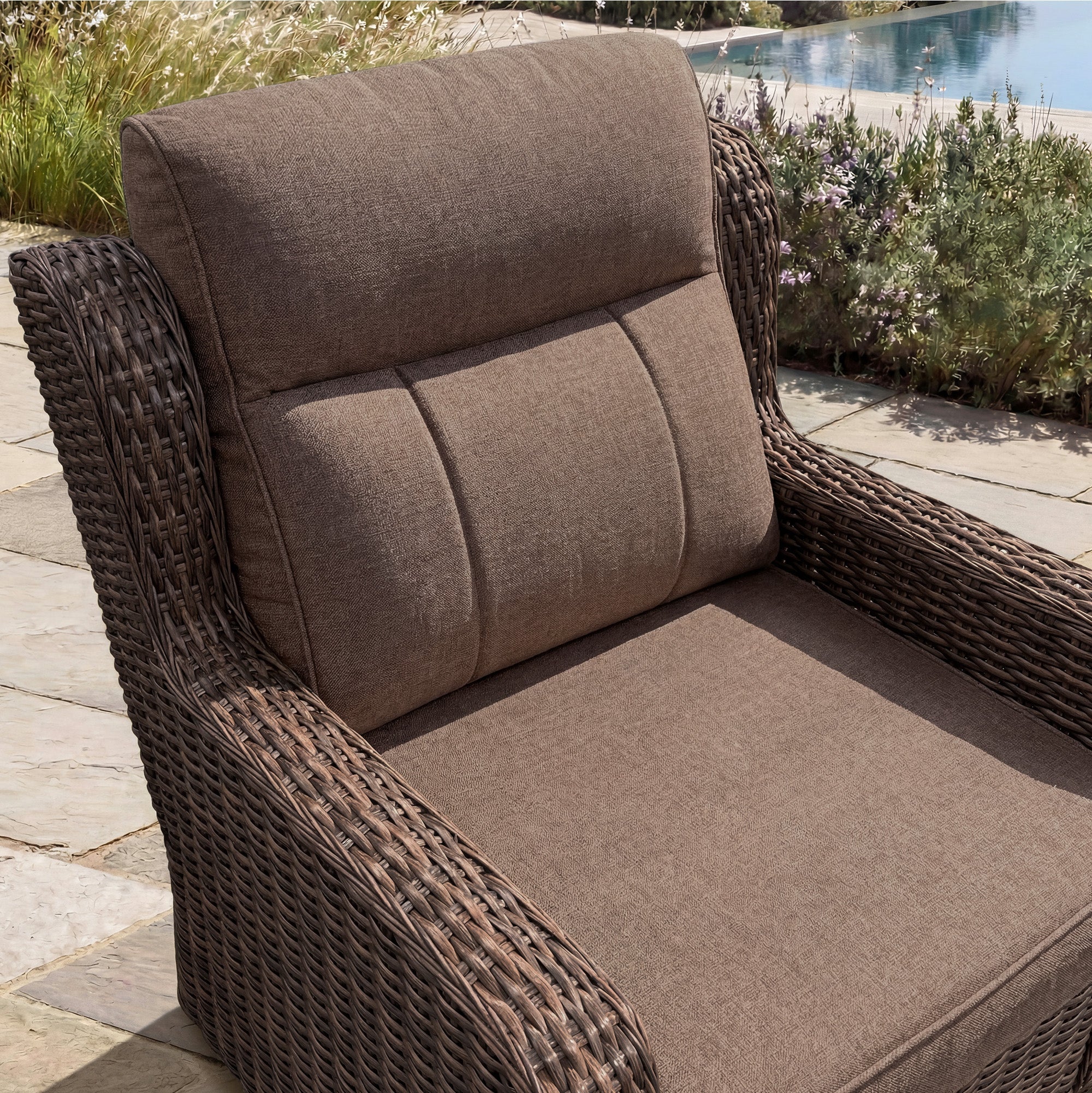 Patio Wicker Swivel Glider Chairs Set with Customizable Ottoman & Side Table