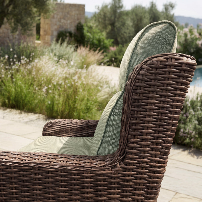 Patio Wicker Swivel Glider Chairs Set with Customizable Ottoman & Side Table