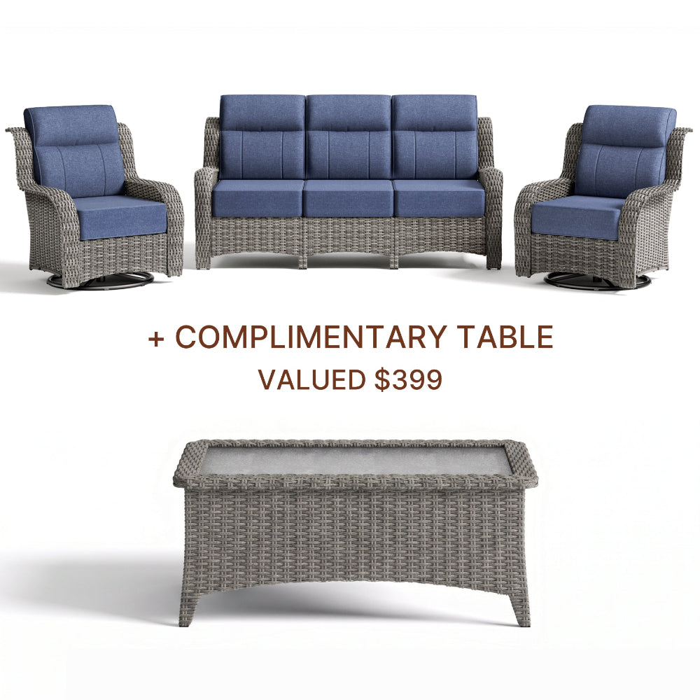 TARN Outdoor Dark Gray Wicker Furniture Set