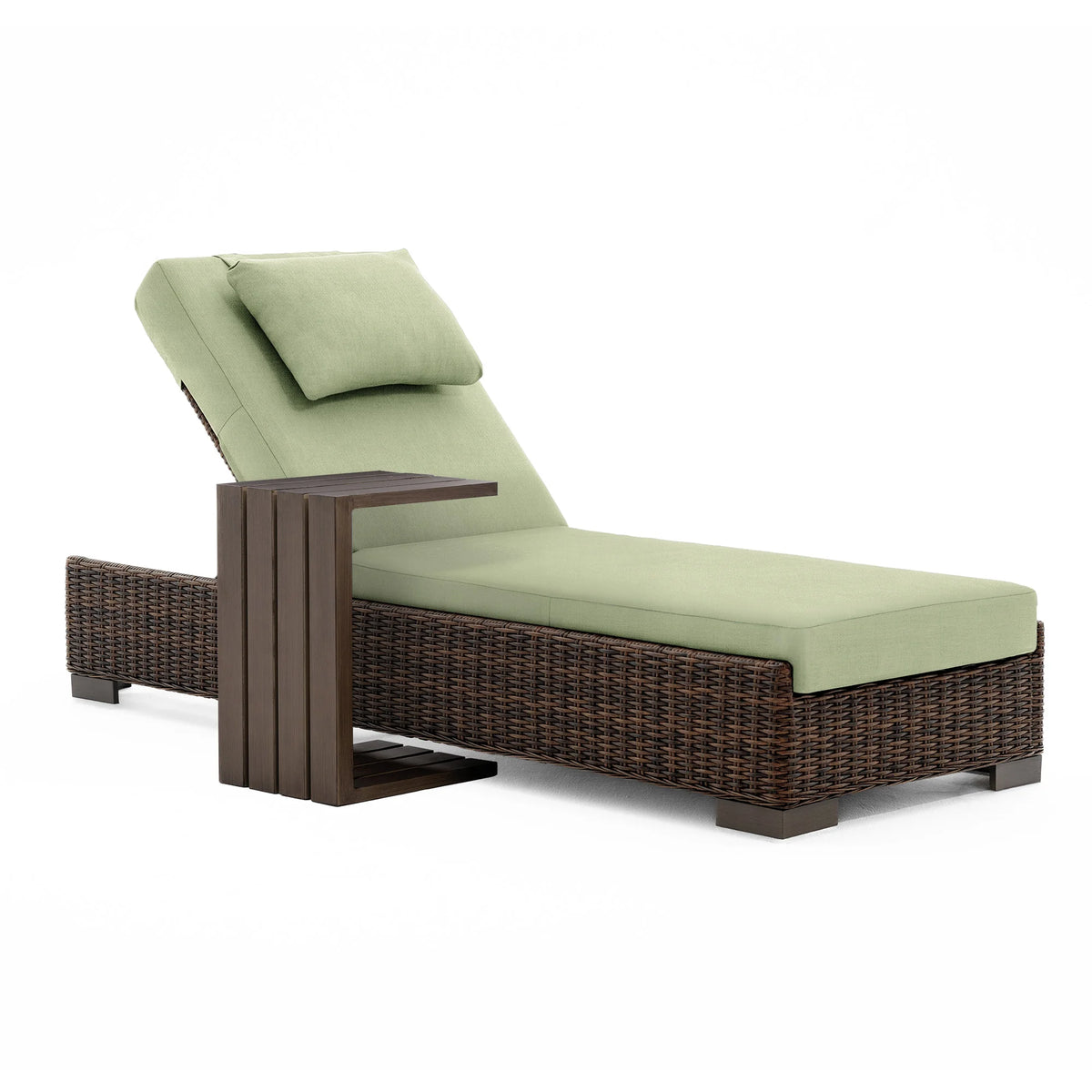 LOAM Outdoor Wicker Adjustable Chaise Lounge with Optional Cover & C-Shaped Side Table