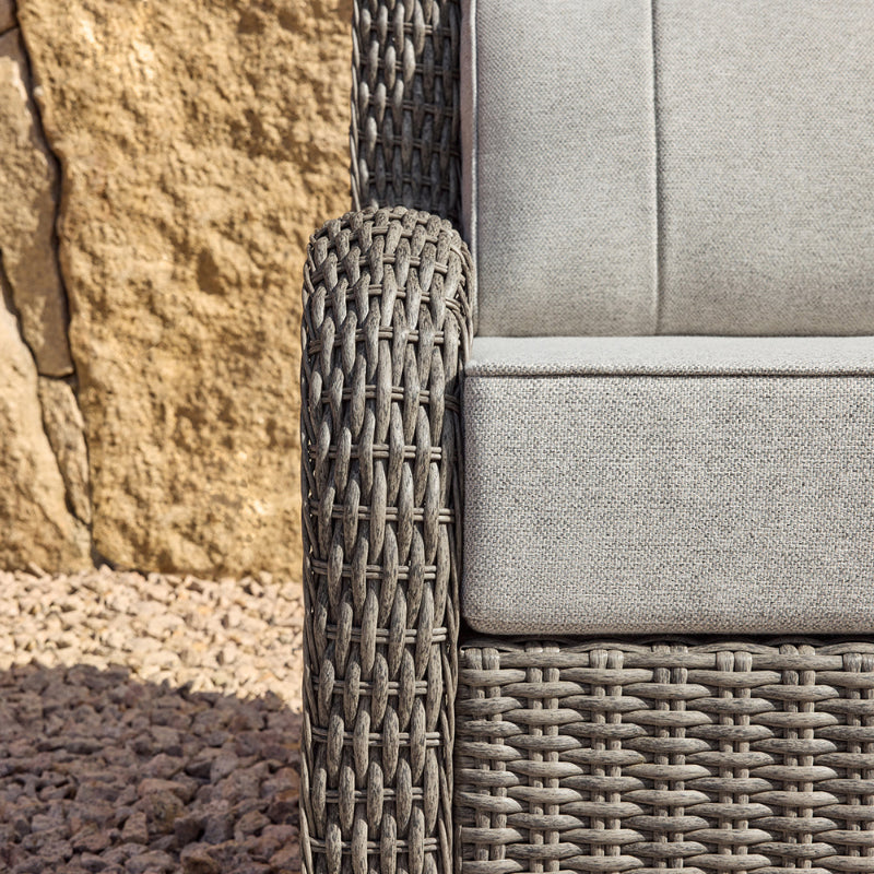 TARN Outdoor 5 Piece Gray Wicker Sofa And Swivel Glider Chairs Set