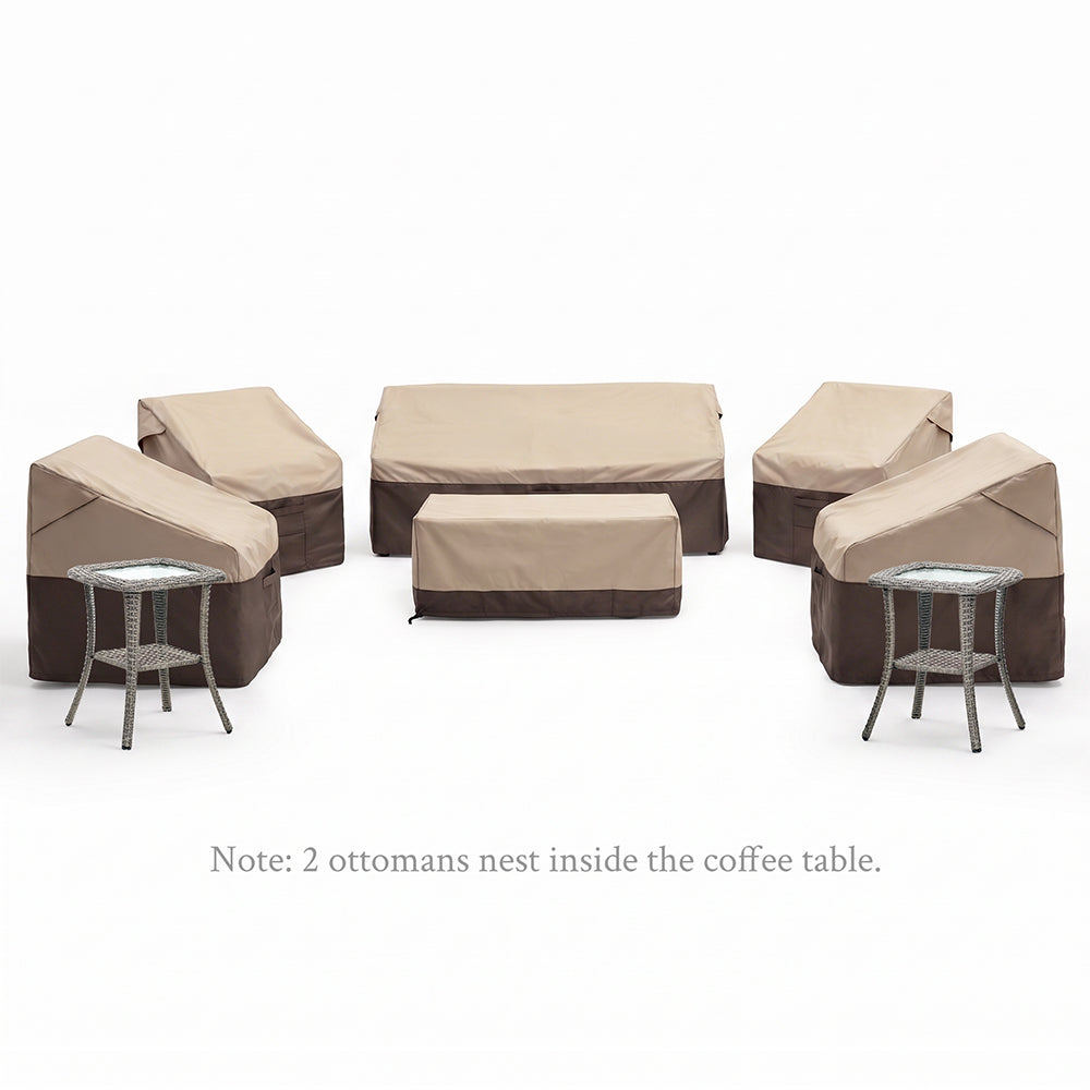 [Free Covers] TARN Patio Furniture 10-piece Wicker Sofa Set