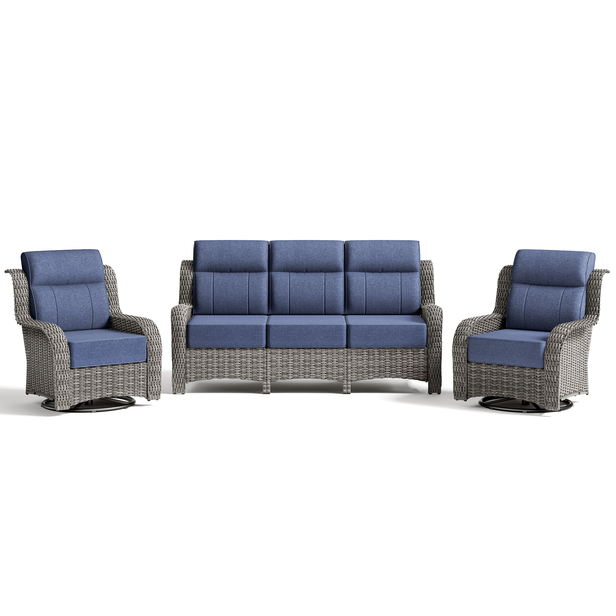 TARN Outdoor 6-Piece Wicker Sofa & Chairs Set With Coffee Table