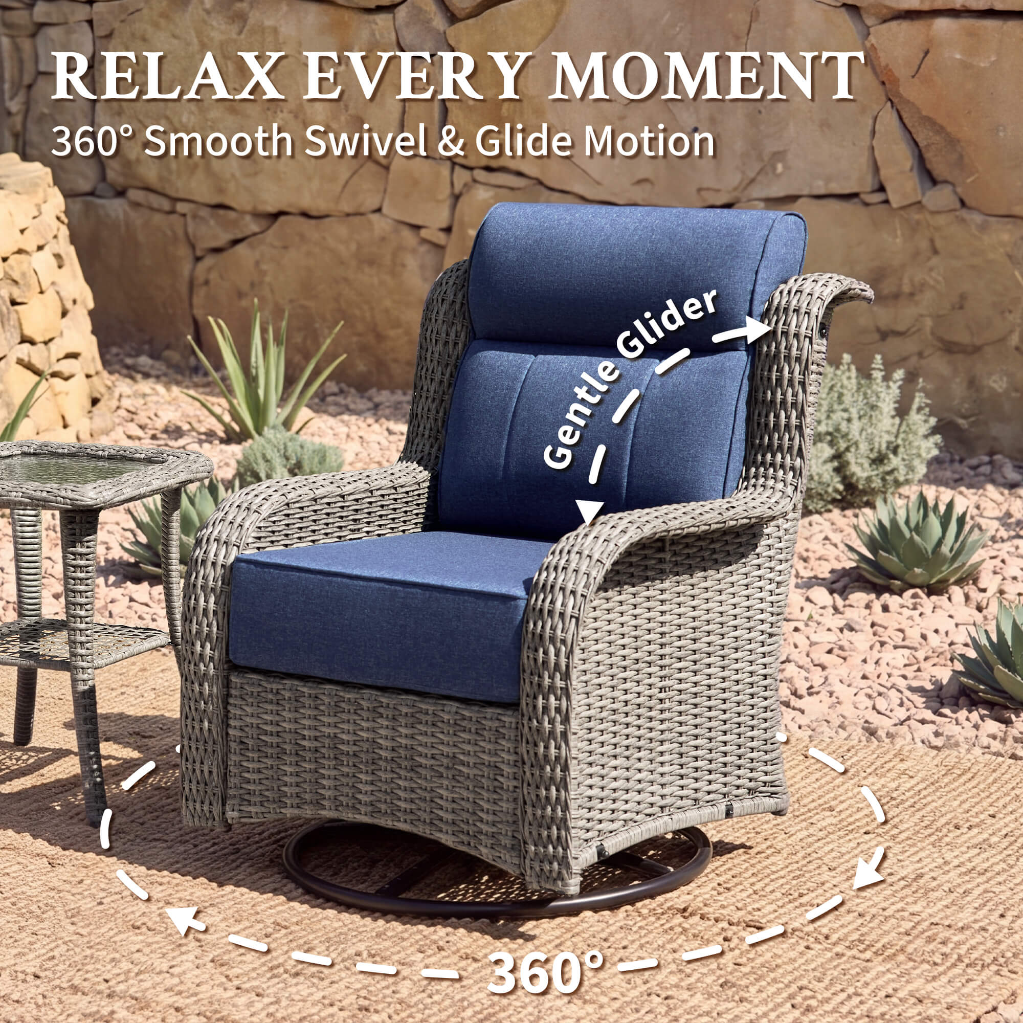 TARN Outdoor 6-Piece Wicker Sofa & Chairs Set With Coffee Table
