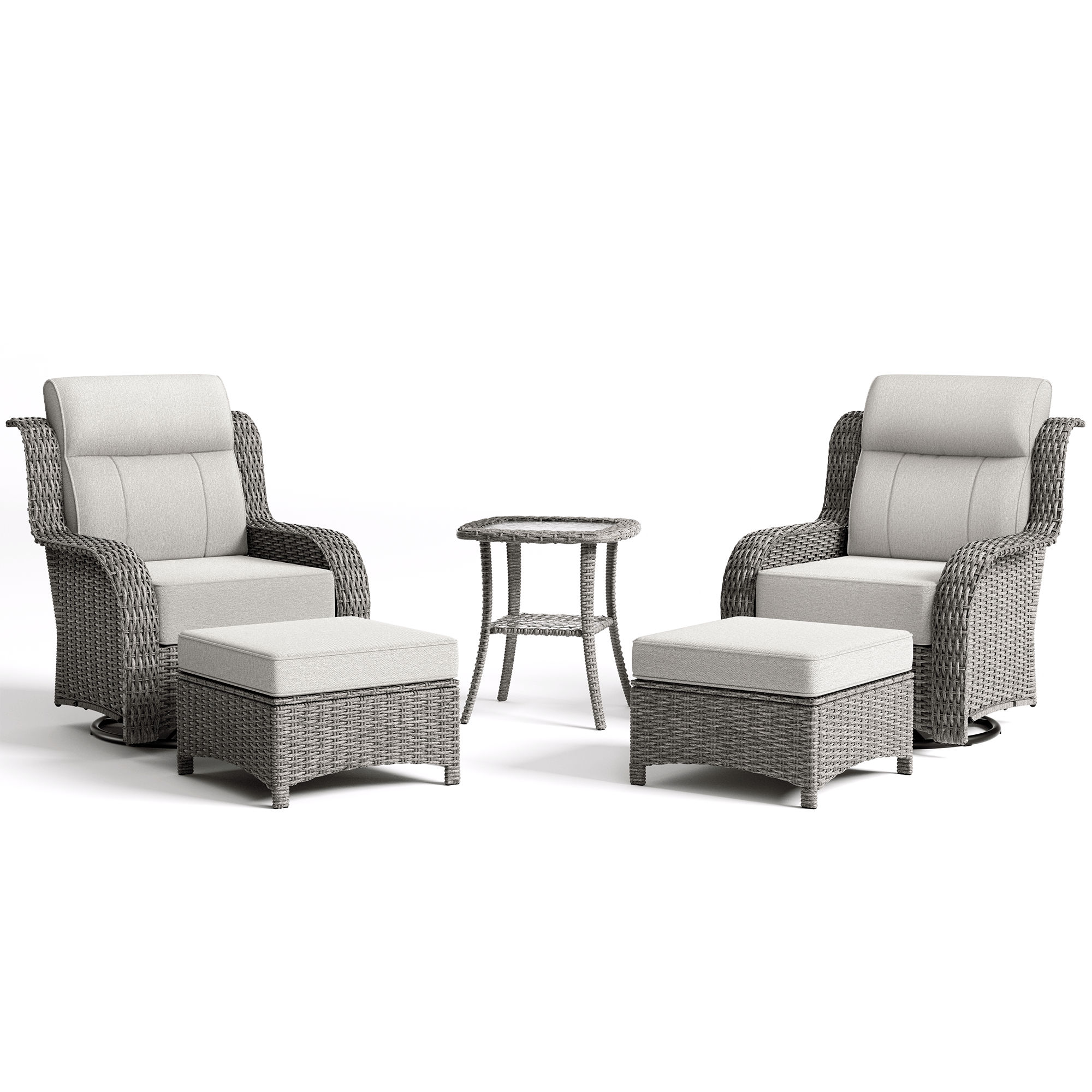 TARN Outdoor Dark Gray Wicker Sofa And Swivel Glider Chair Set