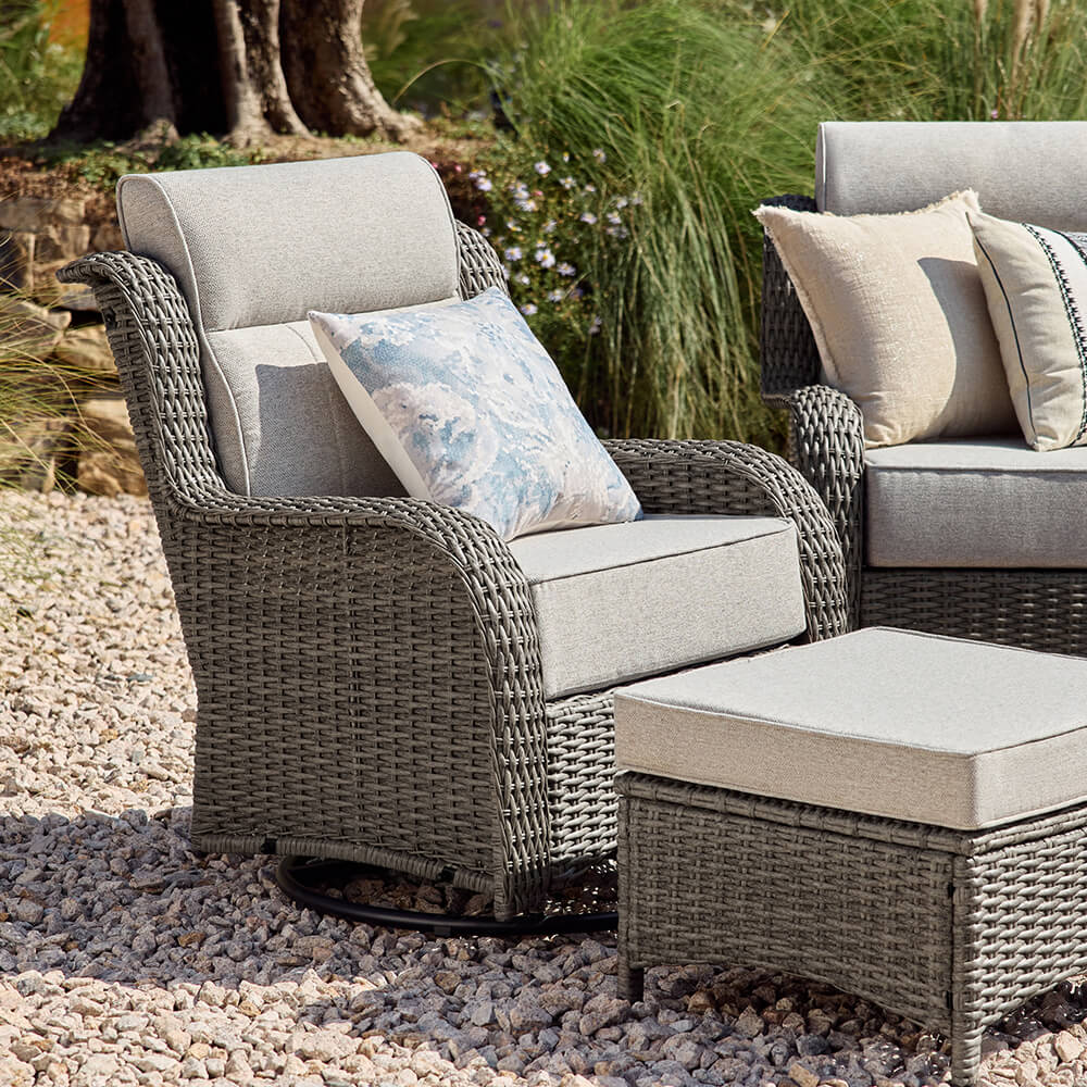 TARN Outdoor 6-Piece Wicker Sofa & Chairs Set With Coffee Table