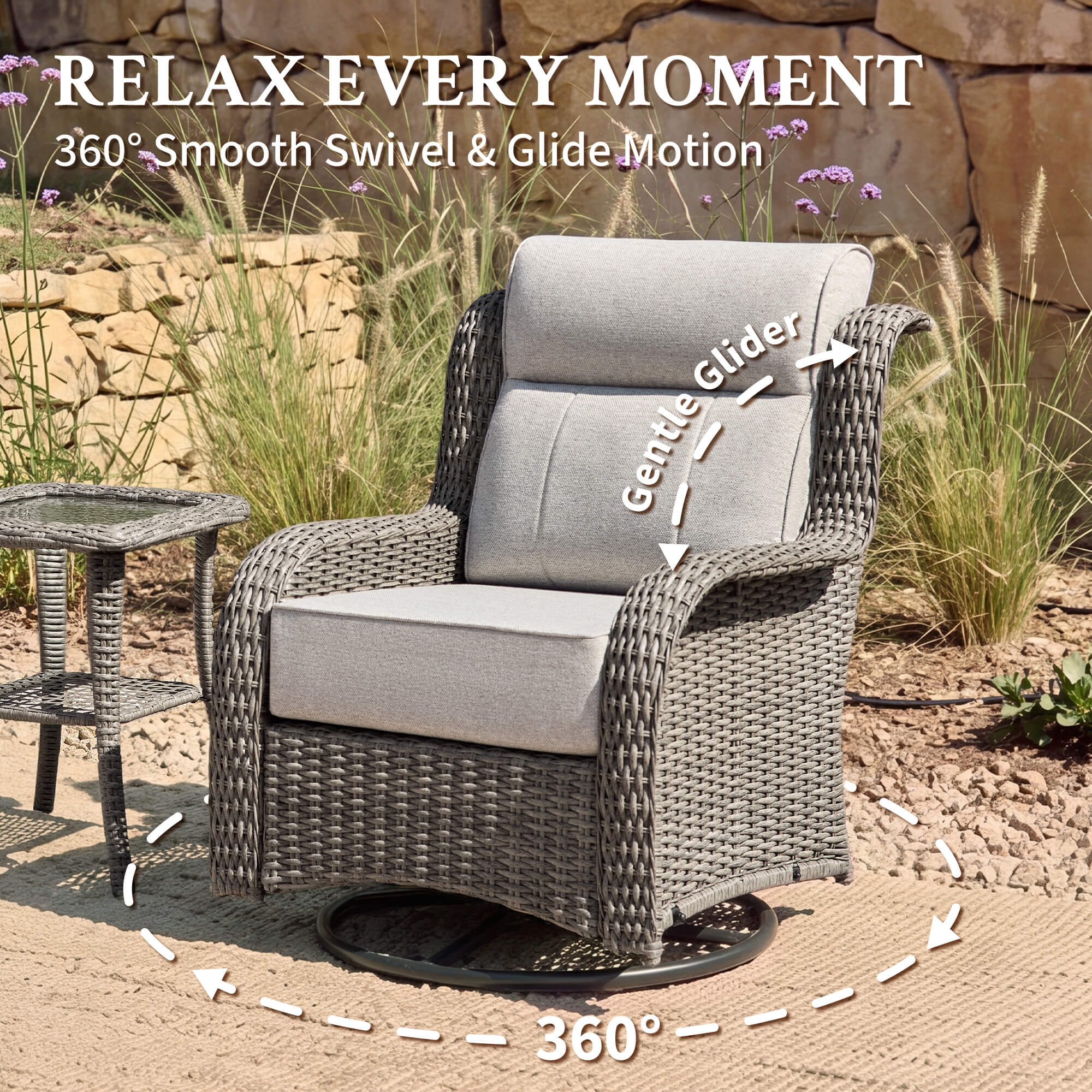 TARN Outdoor 6-Piece Wicker Sofa & Chairs Set With Coffee Table