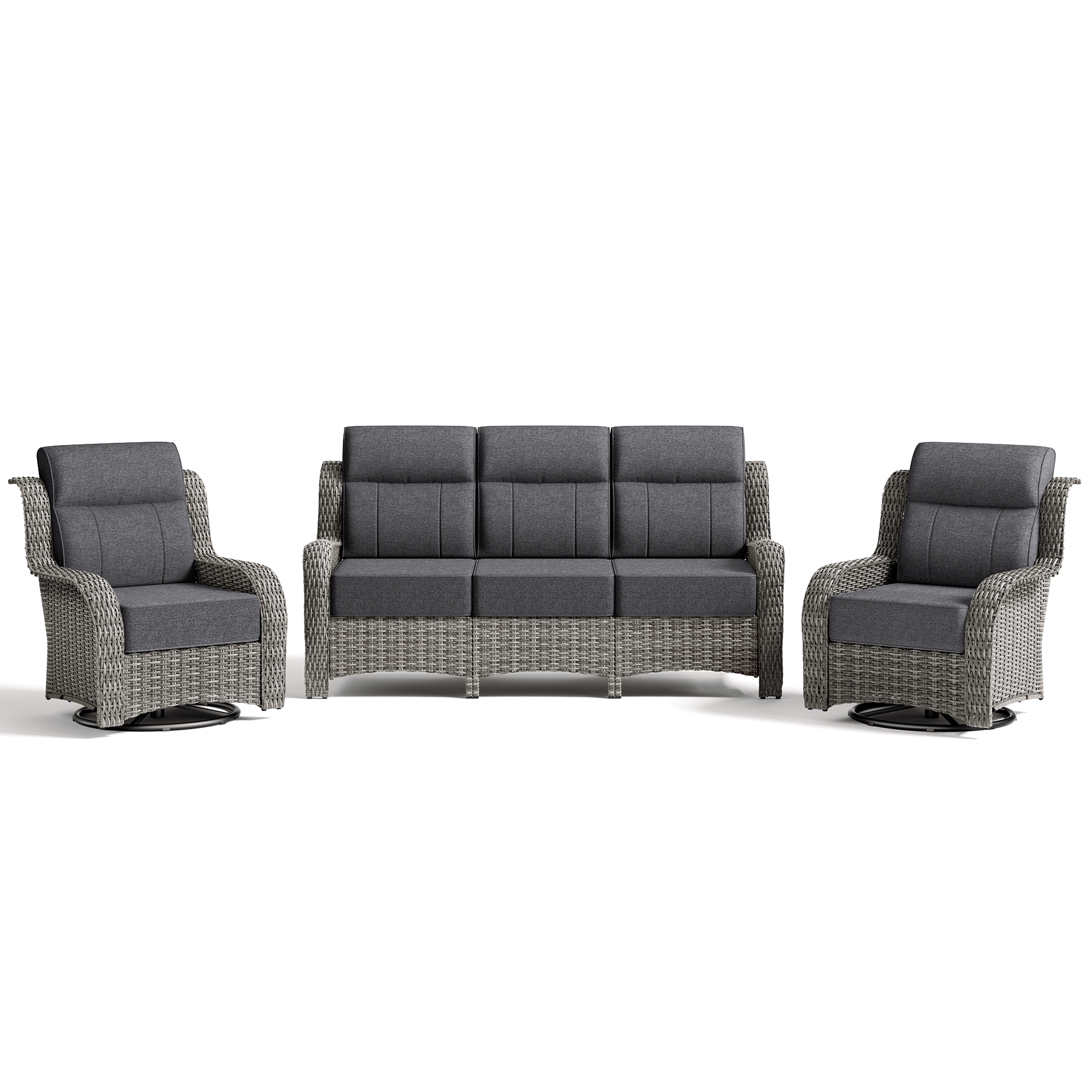 TARN Outdoor 6-Piece Wicker Sofa & Chairs Set With Coffee Table