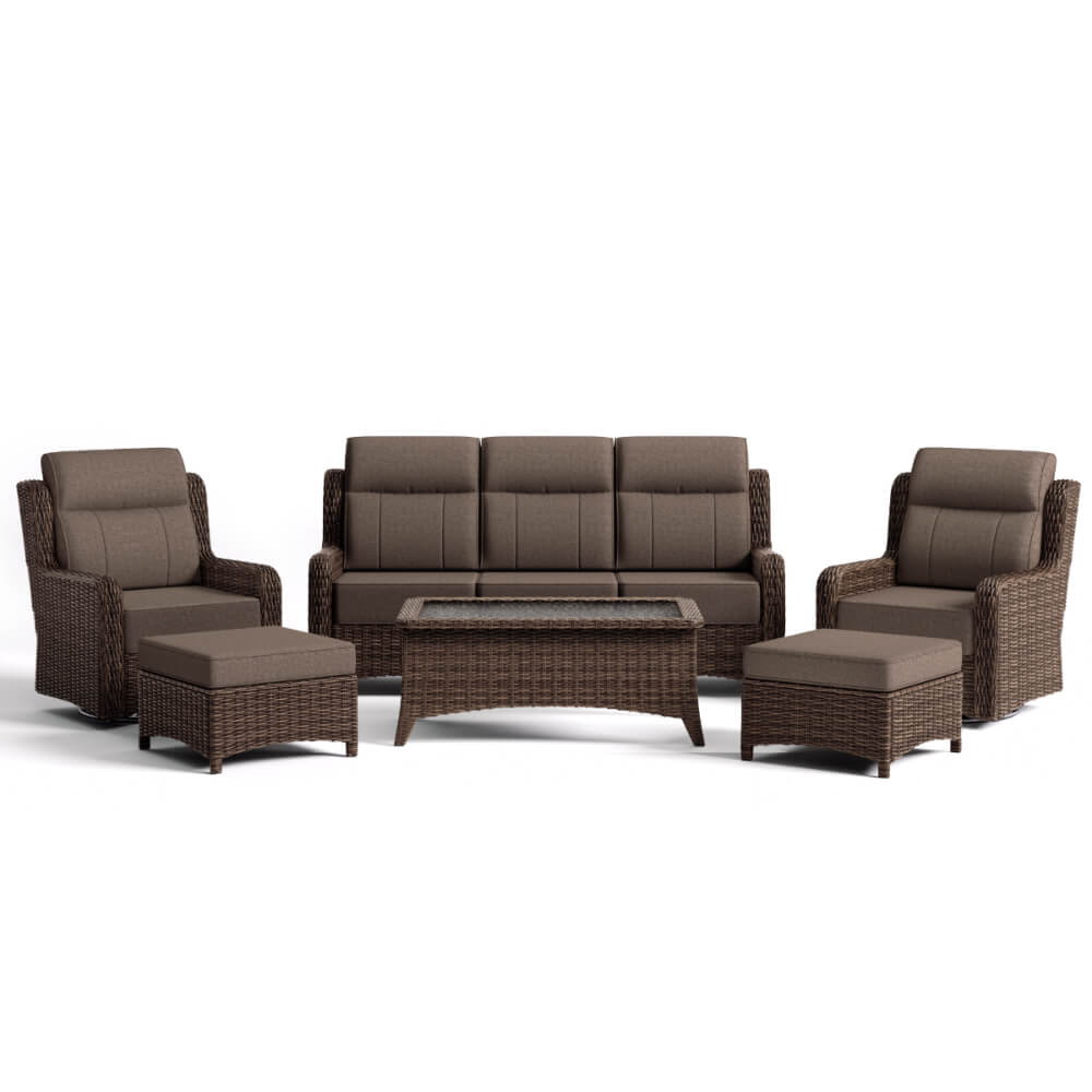 LOAM Outdoor Wicker Patio Furniture Set with Ottomans - ReedStead