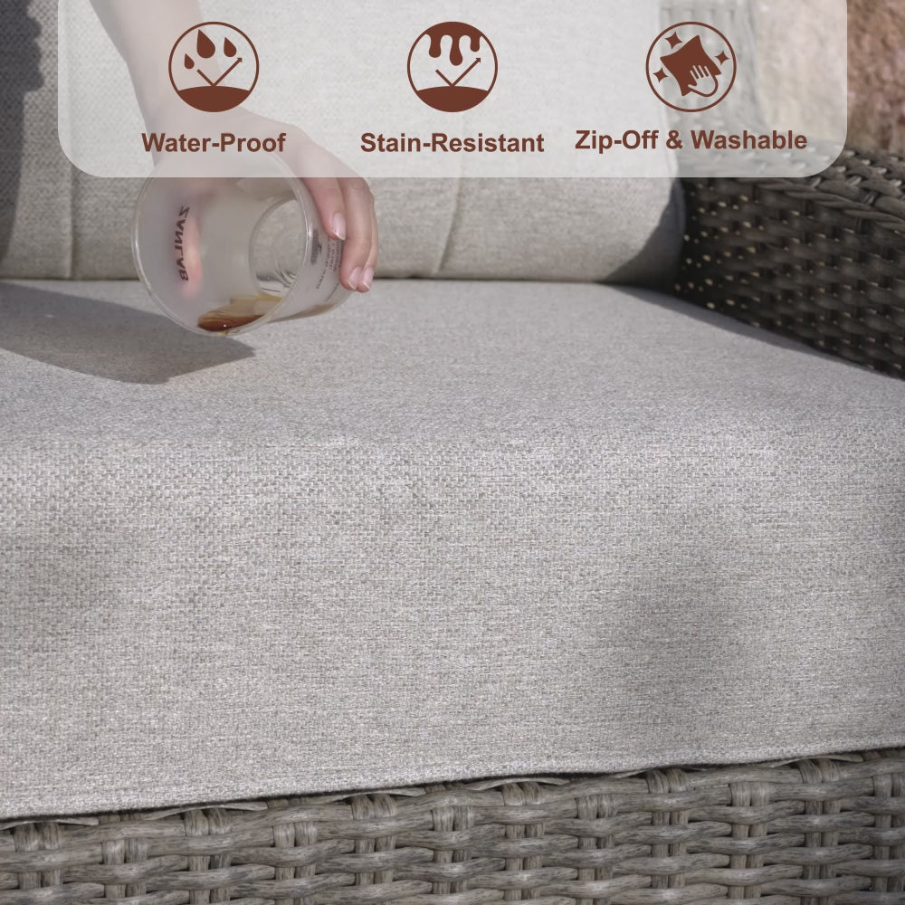 Load video: TARN Outdoor 6-Piece Wicker Sofa &amp; Chairs Set With Coffee Table